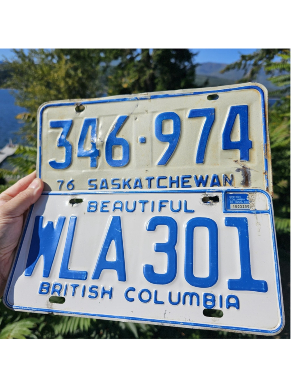 1976 Saskatchewan 346-974 & British Columbia WLA 301 License Plates Canada